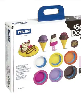 Hračky MILAN - Plastelína Soft Dough sada 6 farieb + nástroje Ice creams &Waffles