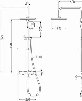Sprchy a sprchové panely MEXEN/S - KX33 vaňový stĺp s termostatickou batériou, čierna 779003391-70