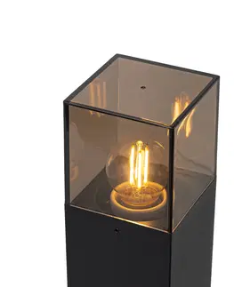 Vonkajsie osvetlenie Stojanové vonkajšie svietidlo čierne s dymovým tienidlom 30 cm - Dánsko