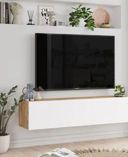 TV stolíky závesný TV stolík FREY 10, farba borovica + biela