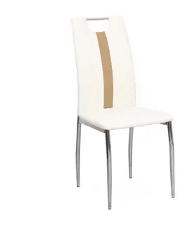 Jedálenské stoličky KONDELA Signa jedálenská stolička biela / béžová / chrómová