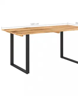 Jedálenské stoly Jedálenský stôl masívne drevo / oceľ Dekorhome 160x80x75 cm