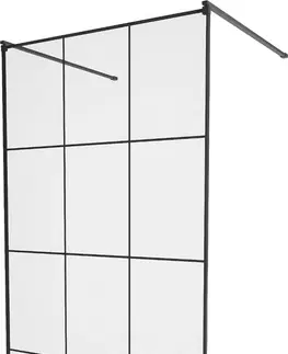 Sprchové dvere MEXEN/S - KIOTO samostatne stojaca sprchová zástena 110 x 200, transparent/čierna vzor 8 mm, čierna 800-110-002-70-77