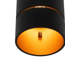 Nastenne lampy Moderné nástenné svietidlo čiernej farby so zlatým interiérom - Ria