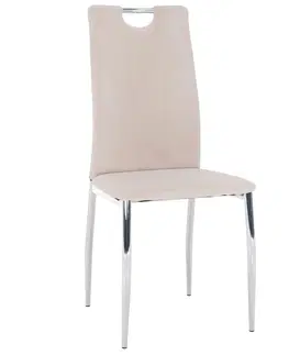 Jedálenské stoličky KONDELA Oliva New jedálenská stolička béžová (Velvet) / chróm