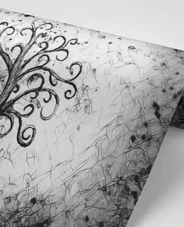 Čiernobiele tapety Tapeta čiernobiely symbol stromu života