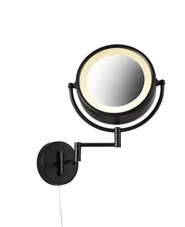 Nastenne lampy Dizajnové nástenné zrkadlo čierne vrátane LED nastaviteľného IP44 so sťahovacou šnúrou - Vicino