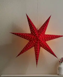 Vianočné svetelné hviezdy Markslöjd Hviezda Clara na zavesenie, zamatový vzhľad Ø 75 cm, červená