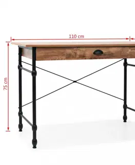 Pracovné stoly Písací stôl so zásuvkou dub / čierna Dekorhome