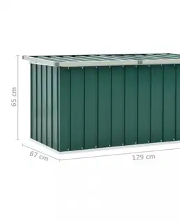 Záhradné úložné boxy Záhradný úložný box 129x67x65 cm oceľ Dekorhome Zelená