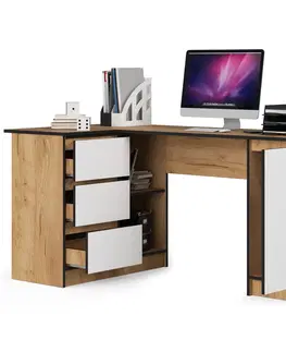 Písacie stoly Dizajnový písací stôl ROMAN155L, dub Craft biely