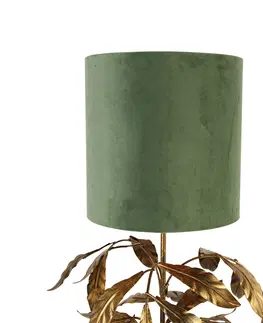Stolove lampy Vintage stolná lampa starožitná zlatá so zeleným tienidlom - Linden