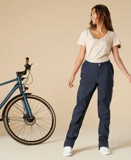nohavice Dámske vrchné nohavice 900 na mestský bicykel modré