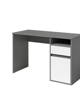 Písacie stoly PC stôl, tmavosivá-grafit/biela, BILI