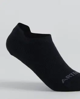 bedminton Detské nízke ponožky na tenis RS 160 3 páry sivé a čierne
