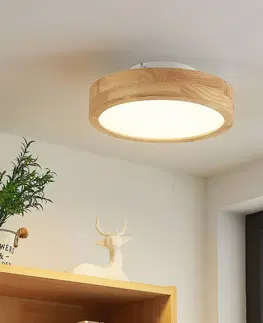 Stropné svietidlá Lindby Lindby Lanira stropné LED svietidlo dub, 30 cm