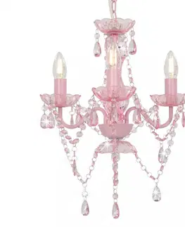 Osvetlenie Závesná lampa luster 3 x E14 Dekorhome Ružová