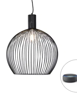 Zavesne lampy Inteligentné okrúhle závesné svietidlo čierne 50 cm vrátane Wifi G95 - Dos
