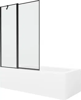 Sprchové dvere MEXEN/S - Vega obdĺžniková vaňa 150 x 70 cm s panelom + vaňová zástena 120 cm, čierna vzor 550115070X9412117070