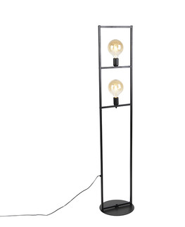 Stojace lampy Priemyselná stojaca lampa, 2 svetlá, čierna - Simple Cage