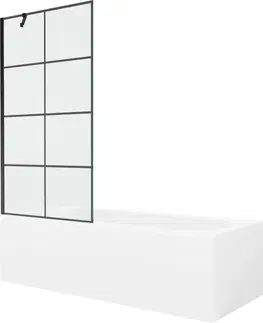 Sprchové dvere MEXEN/S - Vega obdĺžniková vaňa 180 x 80 cm s panelom + vaňová zástena 90 cm, čierna vzor 550118080X9509007077