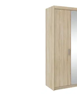 Šatníkové skrine HELEN šatníková skriňa 3D so zrkadlom, dub sonoma