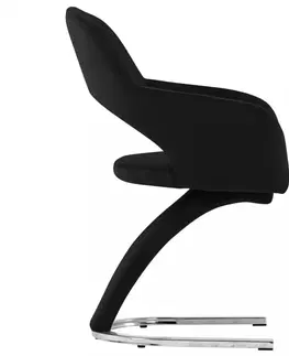 Jedálenské stoličky a kreslá Jedálenská stolička 6 ks zamat / chróm Dekorhome Čierna