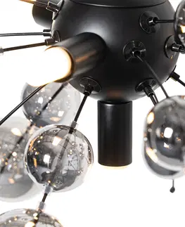 Zavesne lampy Dizajnové závesné svietidlo čierne s dymovým sklom 4-svetlo - Explode