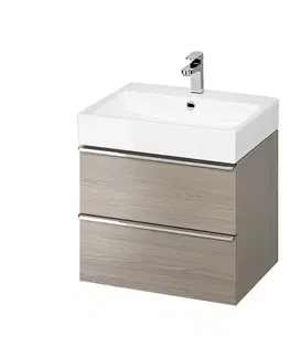 Kúpeľňa CERSANIT - Umývadlo skrinka VIRGO 60 sivý dub s chrómovými úchytmi S522-020