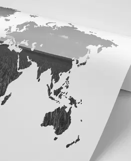Samolepiace tapety Samolepiaca tapeta mapa sveta v čiernobielom