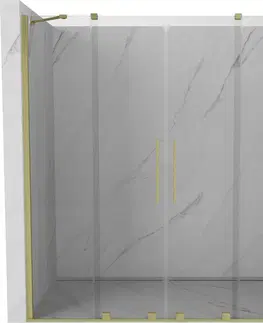 Sprchovacie kúty MEXEN/S - Velar Duo posuvné sprchové dvere 200, transparent, zlato kartáčovaná 871-200-000-02-55