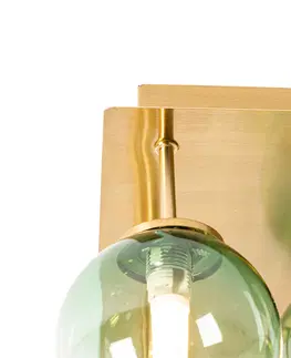 Stropne svietidla Stropná lampa v štýle Art Deco zlatá so zeleným sklom 9 svetiel - Atény