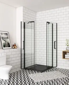 Sprchovacie kúty H K - Sprchovací kút AIRLINE BLACK R109, 100x90 cm, s dvomi jednokrídlovými dverami s pevnou stenou, rohový vstup SE-AIRLINEBLACKR109