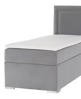 Postele Boxspringová posteľ, jednolôžko, svetlosivá, 90x200, pravá, BILY
