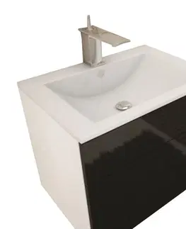Kúpeľňový nábytok Skrinka pod umývadlo, biela/čierna extra vysoký lesk HG, MASON BL13