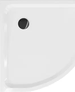 Vane MEXEN/S - Flat sprchová vanička štvrťkruhová slim 90 x 90, biela + čierny sifón 41109090B