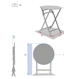 Stolčeky Hliníkový skladací stôl SUNNY ø 60 cm (antracit)