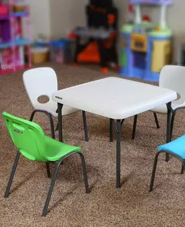 Detské záhradné posedenie Detský stôl HDPE biela / čierna Dekorhome