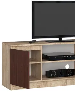TV stolíky Dizajnový TV stolík ROMANA140, dub Sonoma / wenge