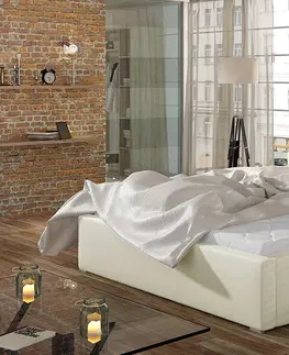 Postele NABBI Monzo 140 čalúnená manželská posteľ s roštom béžová