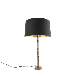 Stolove lampy Stolová lampa v štýle art deco bronzová s bavlneným tienidlom 45 cm čierna - Torre