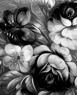 Samolepiace tapety Samolepiaca tapeta kvetiny v čiernobielom prevedení