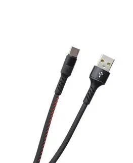 USB káble MobilNET Dátový a nabíjací kábel TPU USBUSB-C, 2A, 1m, čierny KAB-0116-USB-TYPEC