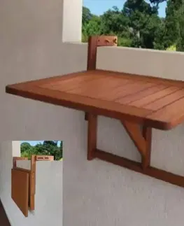 Záhradné stoličky a kreslá Kinekus Stôl na balkón saklápací 60x45cm IDA, na zábradlie, drevo
