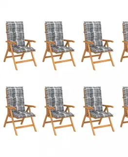 Zahradné stoličky Skladacia záhradná stolička s poduškami 8 ks teak / látka Dekorhome Vínová