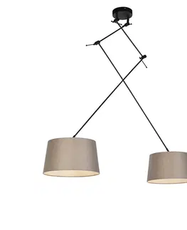 Zavesne lampy Závesná lampa s ľanovými tienidlami tupá 35 cm - Blitz II čierna