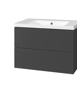 Kúpeľňový nábytok MEREO - Aira, kúpeľňová skrinka s umývadlom z liateho mramoru 81 cm, antracit CN751M