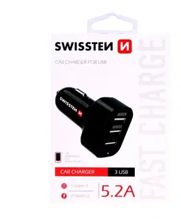 Nabíjačky pre mobilné telefóny Autonabíjačka Swissten 5.2A s 3 USB vstupmi 20111200
