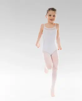 balet Dievčenský baletný trikot na ramienka biely