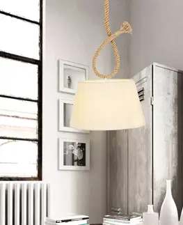 Závesné svietidlá Näve Závesná lampa Rope s textilným tienidlom, Ø 35 cm